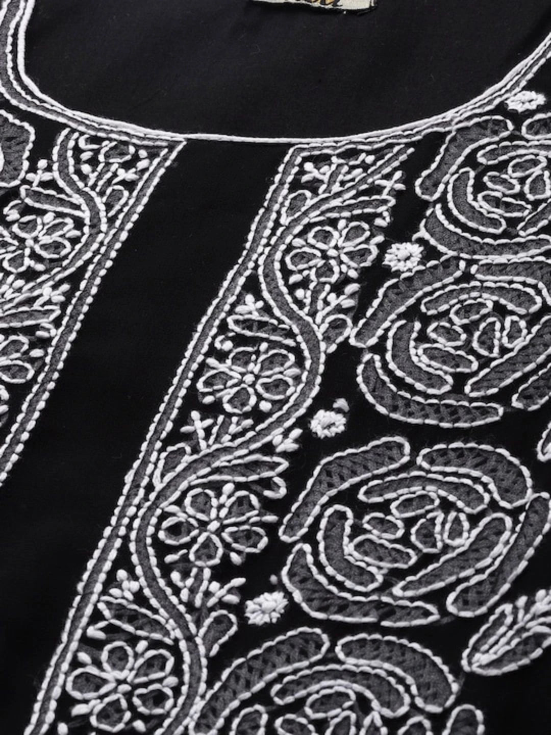 Ada Hand Embroidered Black Georgette Lucknowi Chikan Unstitched Suit Piece A211214