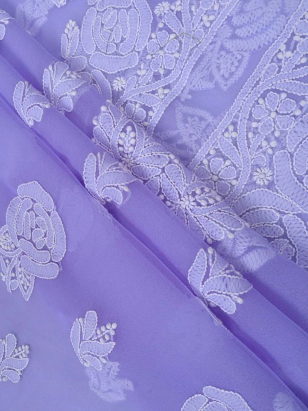 Ada Hand Embroidered Mauve Georgette Lucknowi Chikan Unstitched Suit Piece A211221