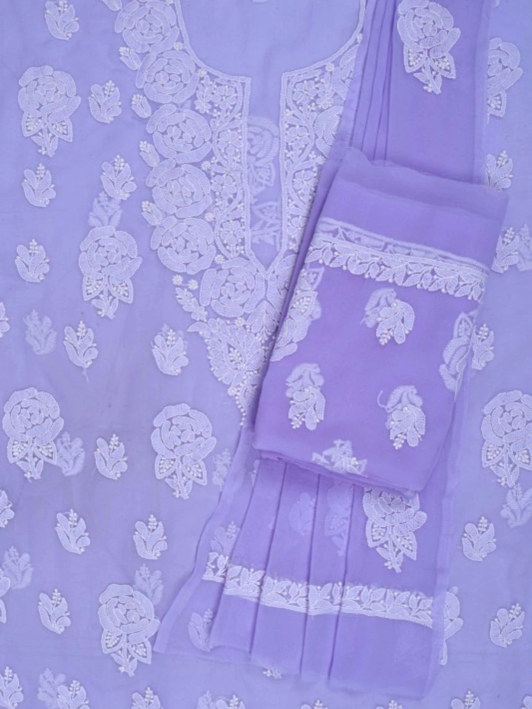 Ada Hand Embroidered Mauve Georgette Lucknowi Chikan Unstitched Suit Piece A211221