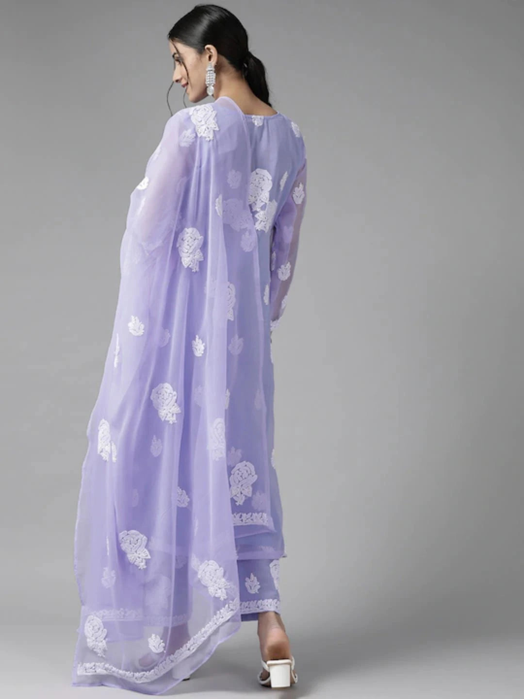 Ada Hand Embroidered Mauve Georgette Lucknowi Chikan Unstitched Suit Piece A211221
