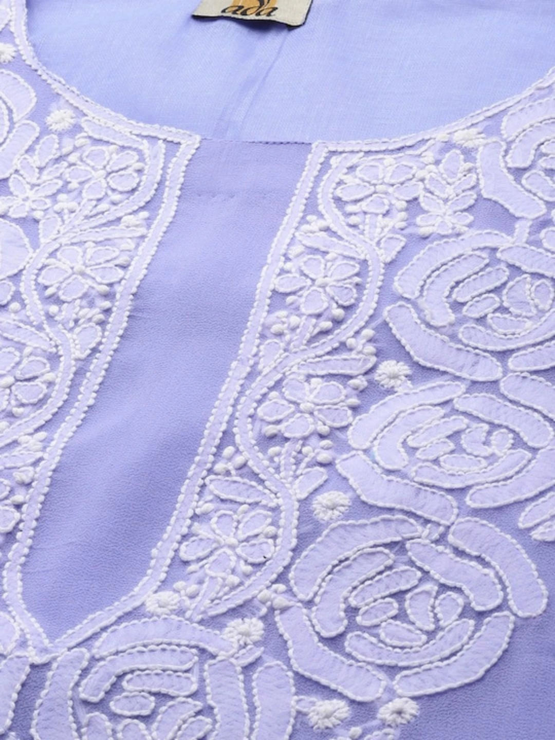 Ada Hand Embroidered Mauve Georgette Lucknowi Chikan Unstitched Suit Piece A211221