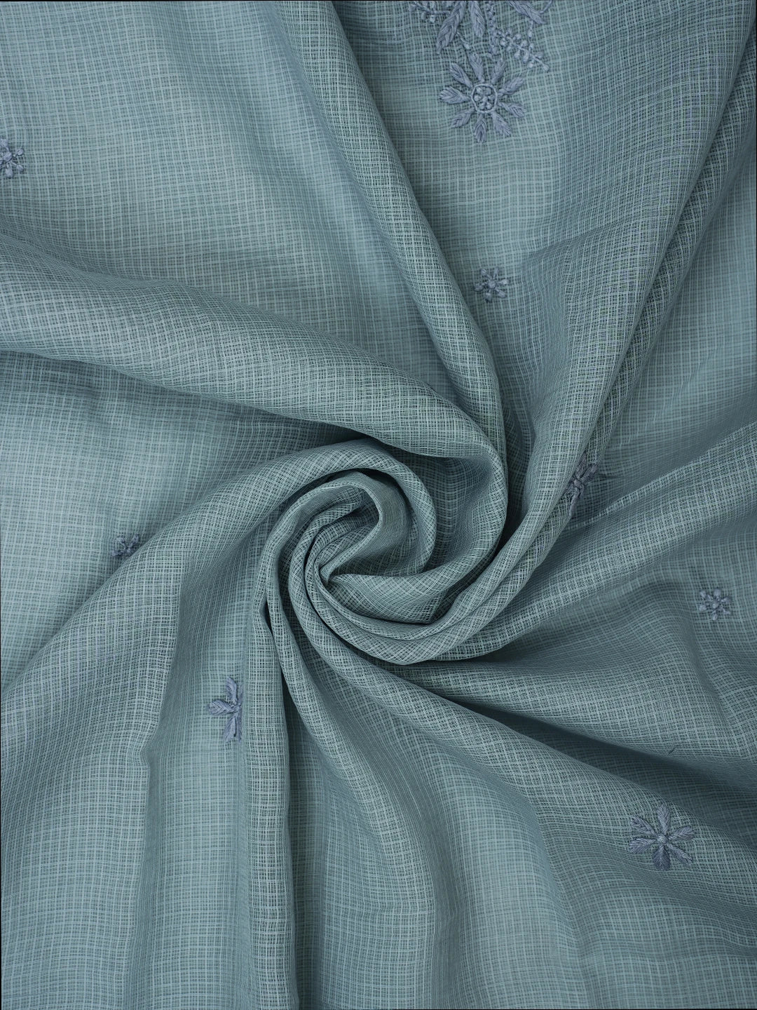 Ada Hand Embroidered Cadet Grey Kota Lucknowi Chikankari Dupatta 01A692766