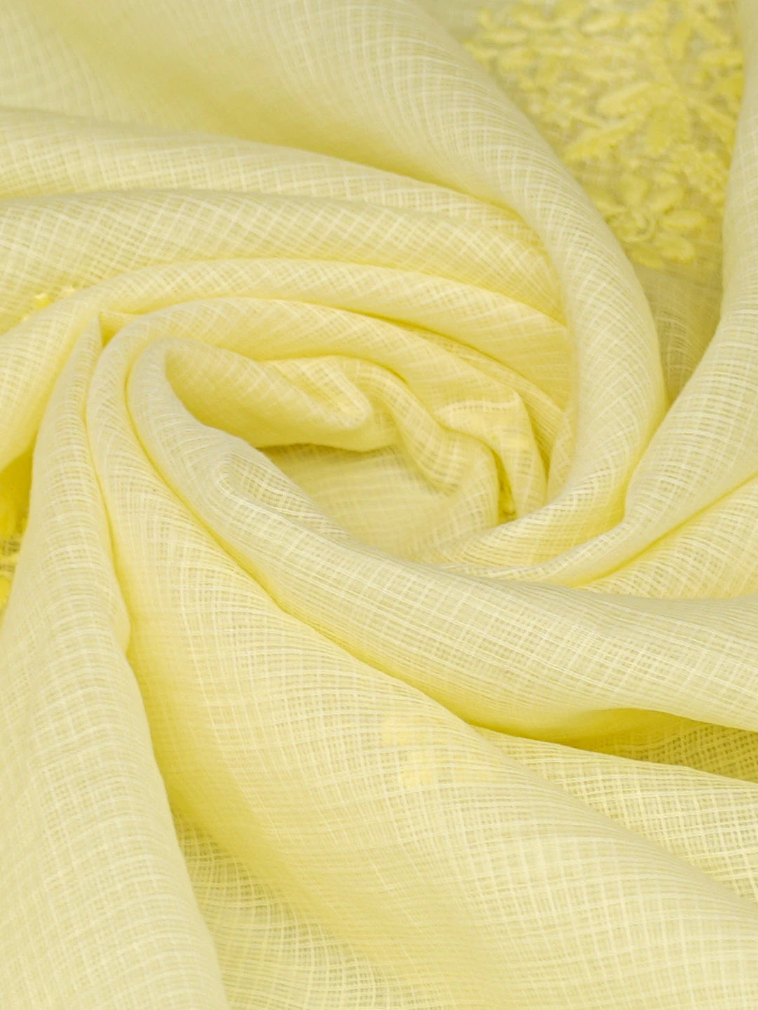 Ada Hand Embroidered Lemon Kota Lucknowi Chikankari Dupatta 01A692780