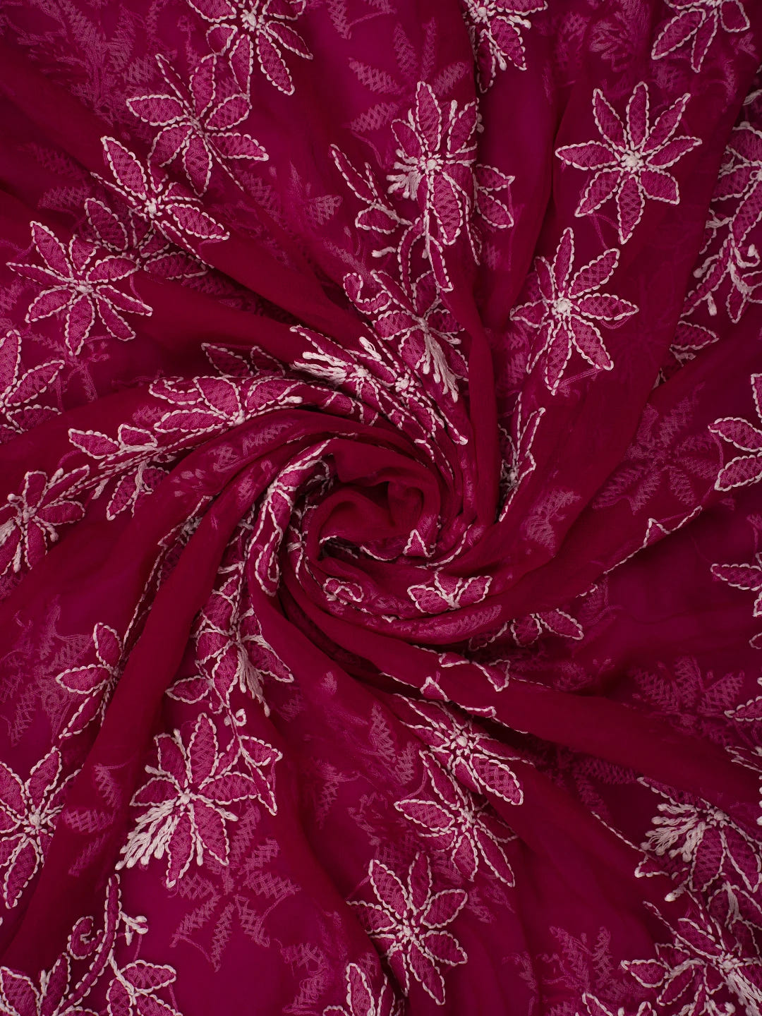 Ada Hand Embroidered Magenta Georgette Lucknowi Chikankari Dupatta 01A410210