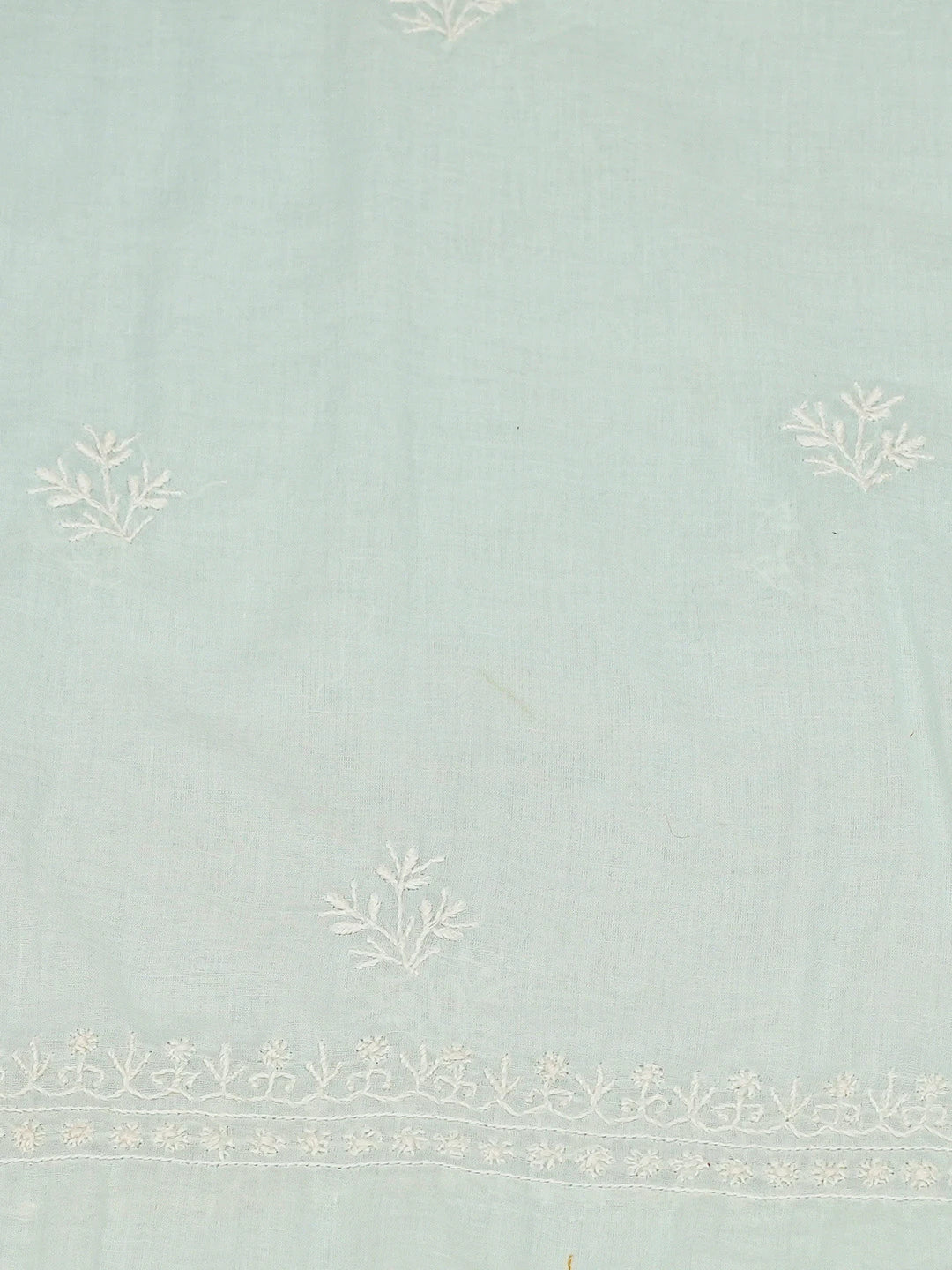 Ada Hand Embroidered Seafoam Green Cotton Lucknowi Chikankari Unstitched Kurta Dupatta Set 01A409471