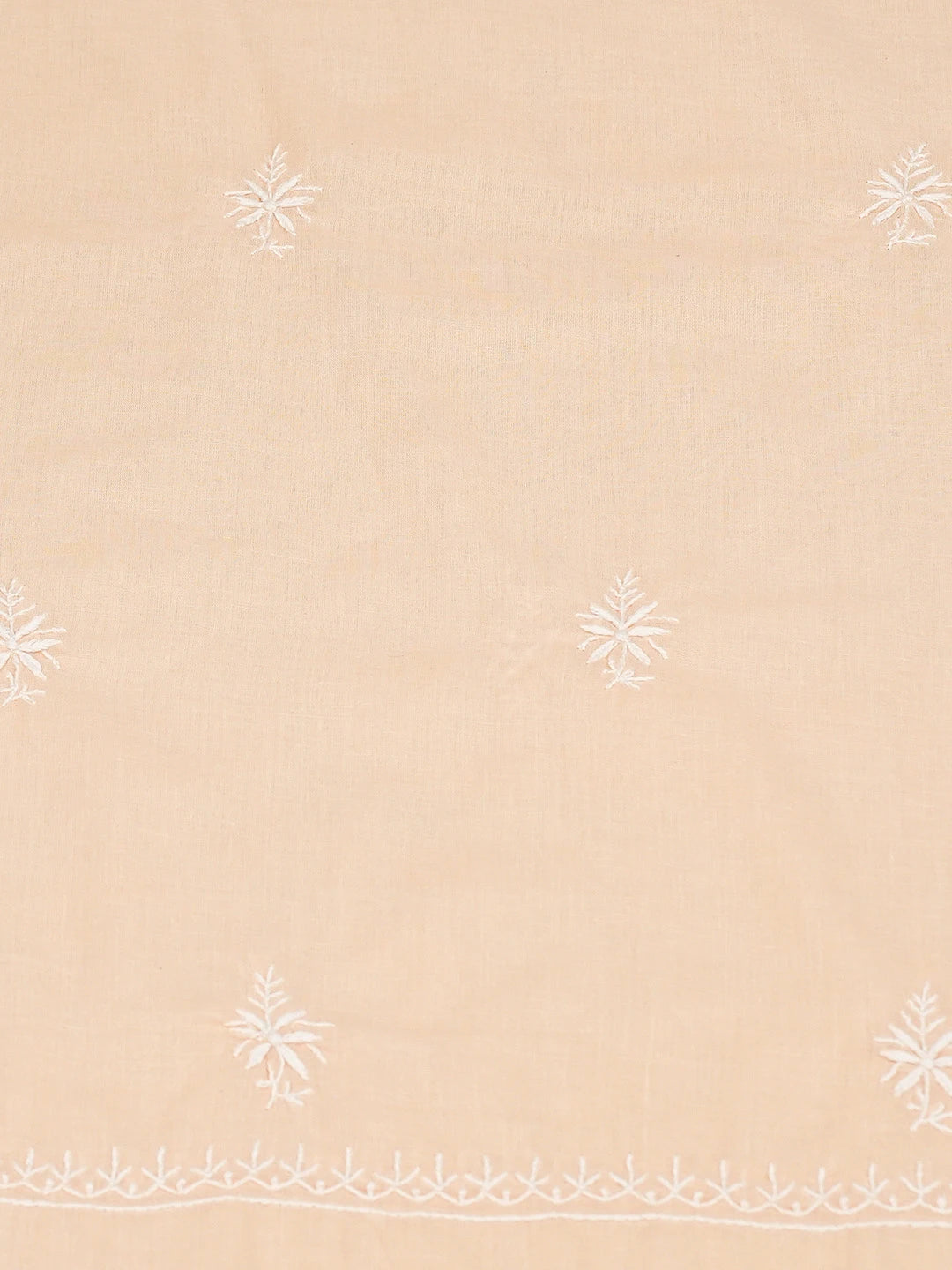 Ada Hand Embroidered Creamy Peach Cotton Lucknowi Chikankari Unstitched Kurta Dupatta Set 01A307500