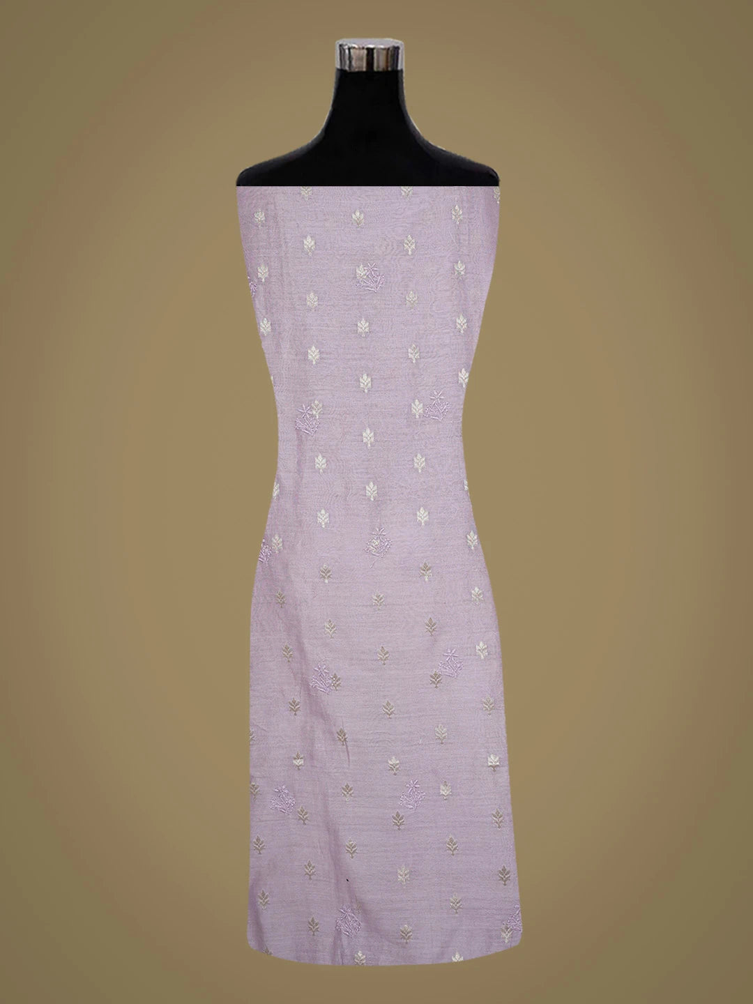 Ada Hand Embroidered Lavender Chanderi Lucknowi Chikankari Unstitched Kurta Dupatta Set 01A729070