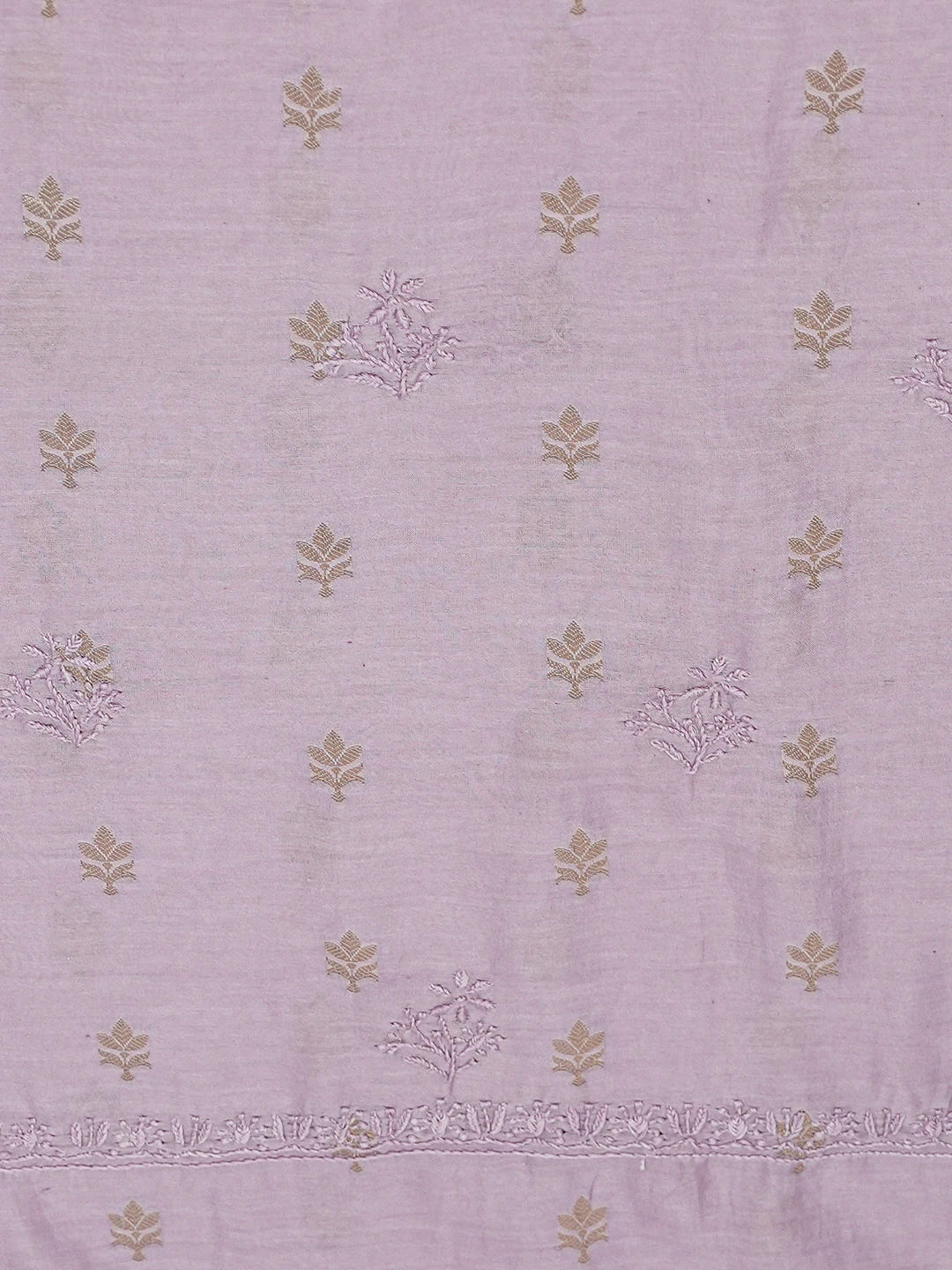 Ada Hand Embroidered Lavender Chanderi Lucknowi Chikankari Unstitched Kurta Dupatta Set 01A729070