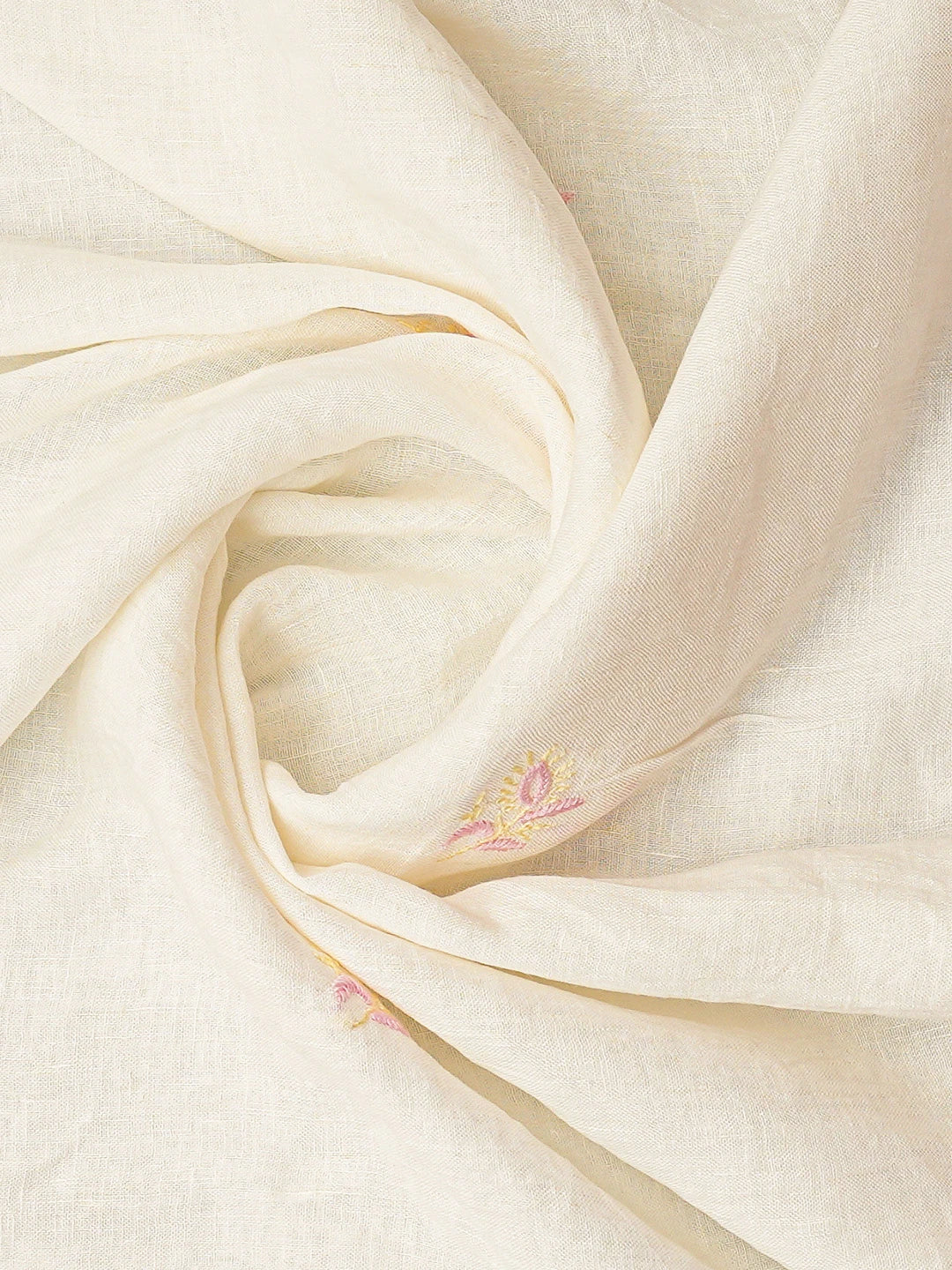 Ada Hand Embroidered White Linen Lucknowi Chikankari Unstitched Kurta Dupatta Set 01A702596