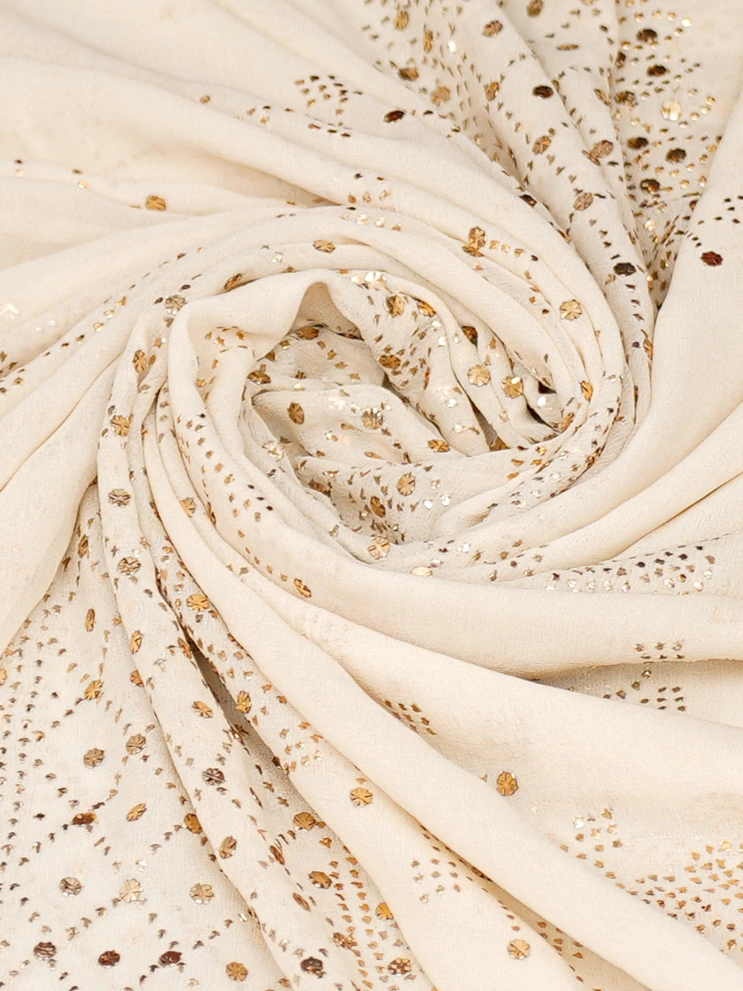 Ada Hand Embroidered Ivory White Pure Georgette Lucknowi Chikankari Dupatta With Mukaish Work A564590