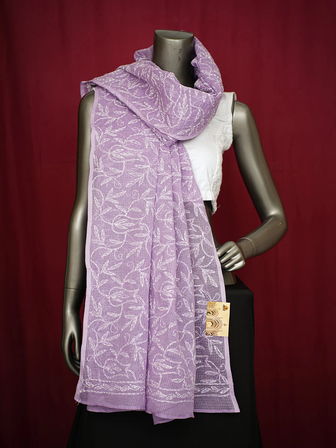 Ada Hand Embroidered Mauve Kota Lucknowi Chikankari Dupatta 01A721748
