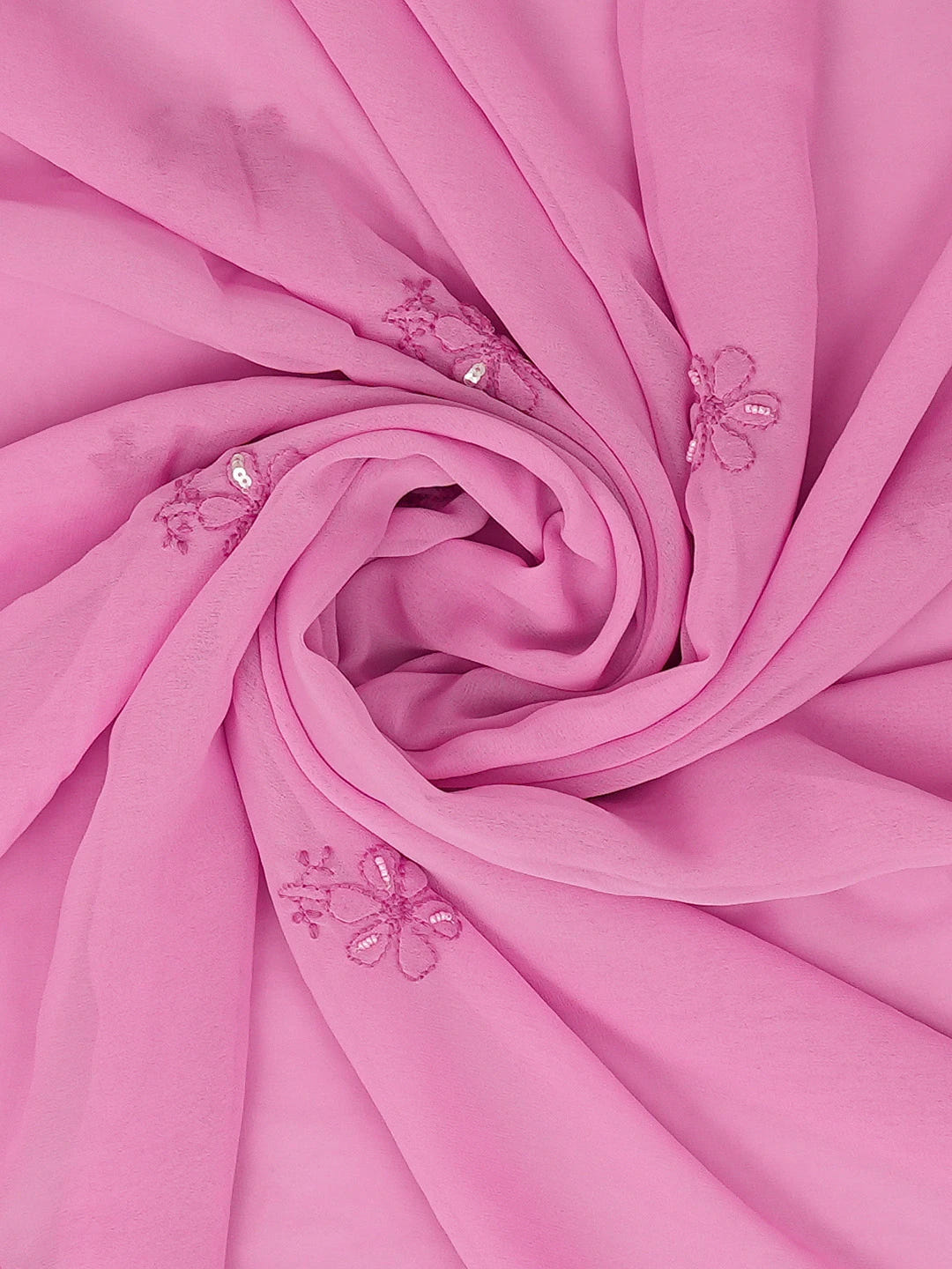 Ada Hand Embroidered Rose Pink Georgette Lucknowi Chikankari Unstitched Suit Piece With Cutdana Work 01A699161
