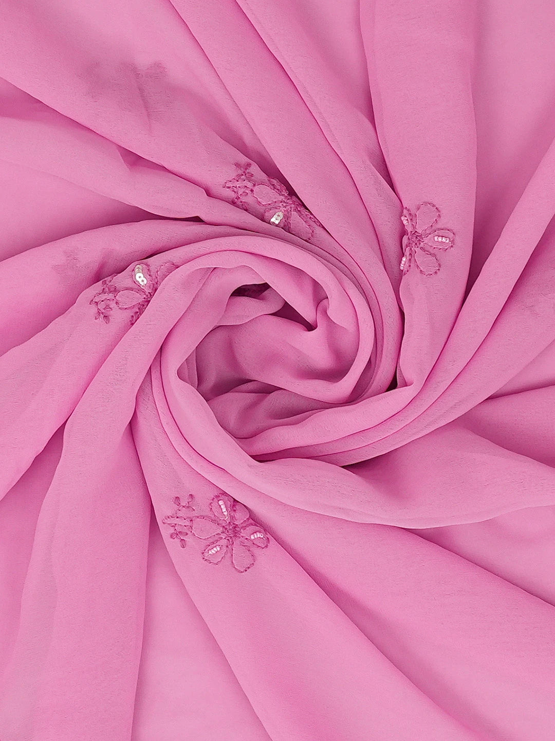 Ada Hand Embroidered Rose Pink Georgette Lucknowi Chikankari Unstitched Suit Piece With Cutdana Work 01A699161