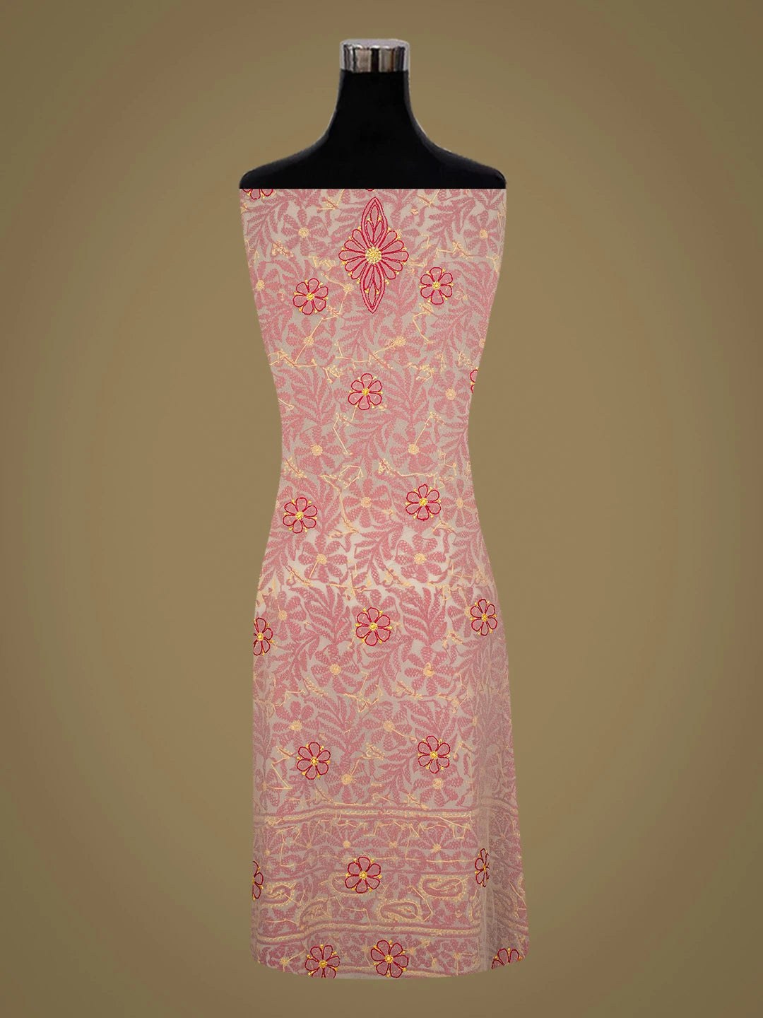 Ada Hand Embroidered Fawn Georgette Lucknowi Chikankari Unstitched Suit Piece 01A726776
