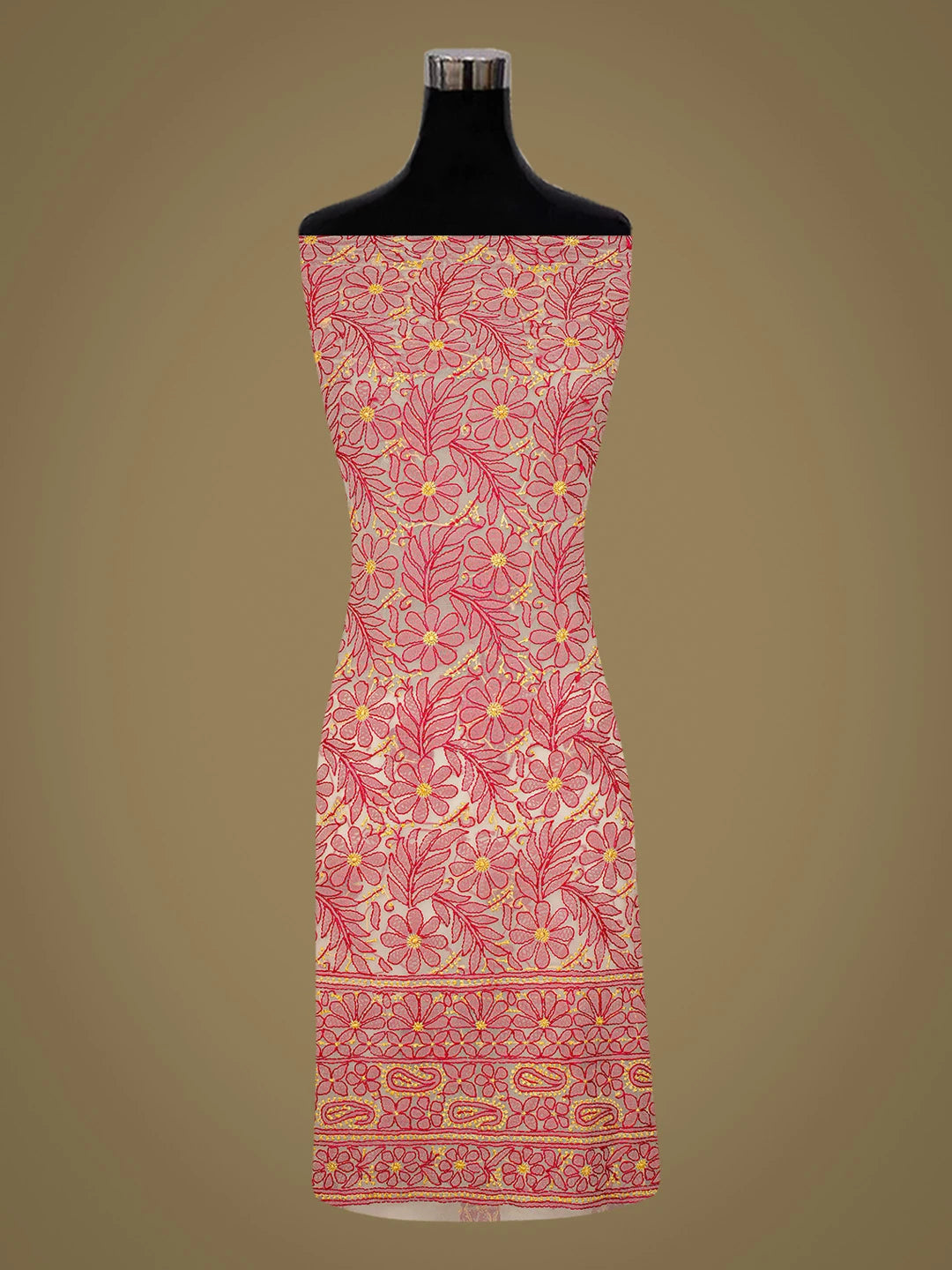 Ada Hand Embroidered Fawn Georgette Lucknowi Chikankari Unstitched Suit Piece 01A726776