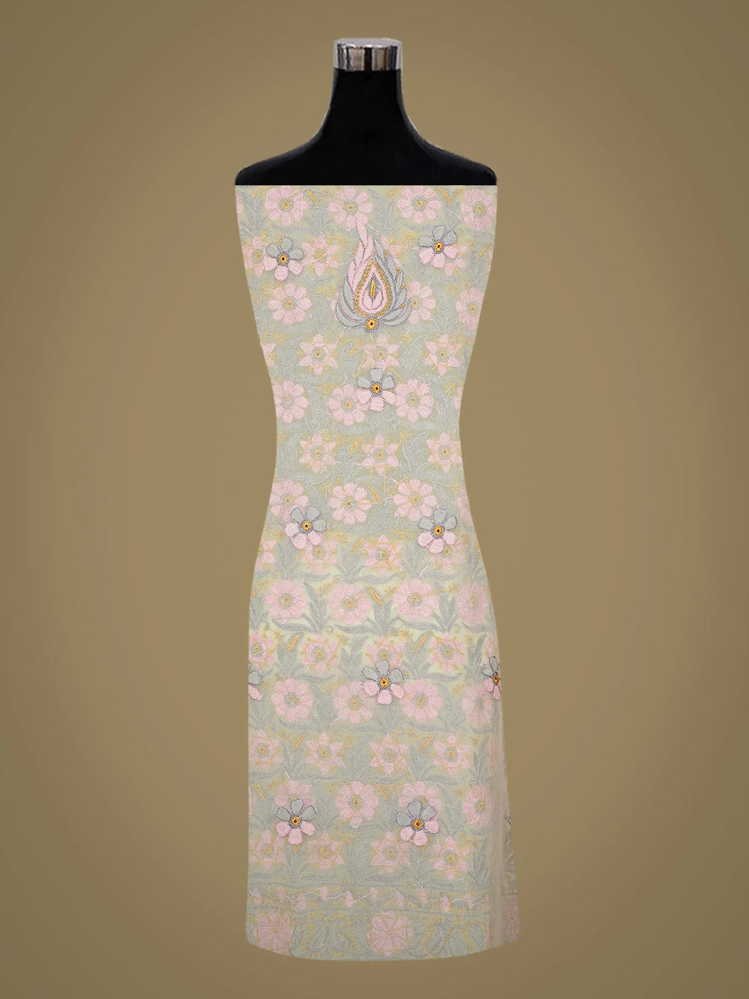 Ada Hand Embroidered Lemon Georgette Lucknowi Chikankari Unstitched Suit Piece 01A726767
