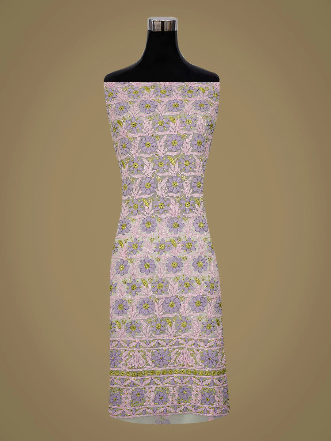 Ada Hand Embroidered Reseda Green Georgette Lucknowi Chikankari Unstitched Suit Piece 01A726764