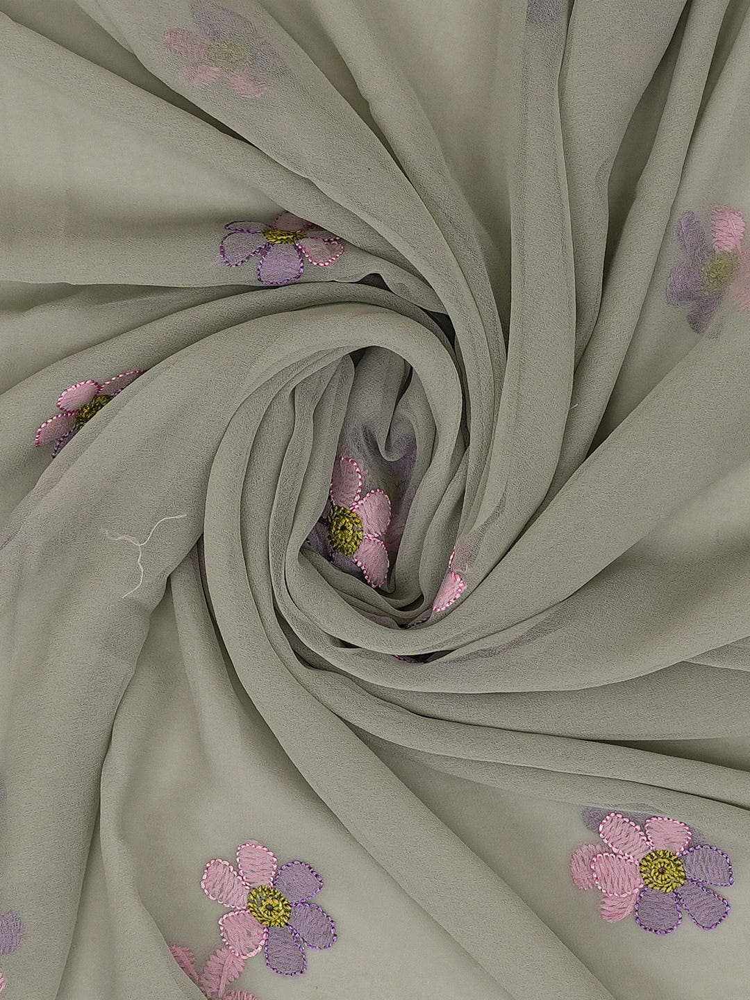 Ada Hand Embroidered Reseda Green Georgette Lucknowi Chikankari Unstitched Suit Piece 01A726764