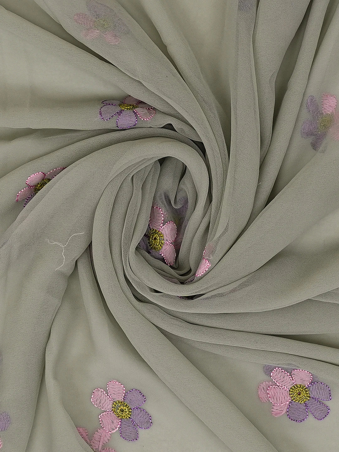 Ada Hand Embroidered Reseda Green Georgette Lucknowi Chikankari Unstitched Suit Piece 01A726764