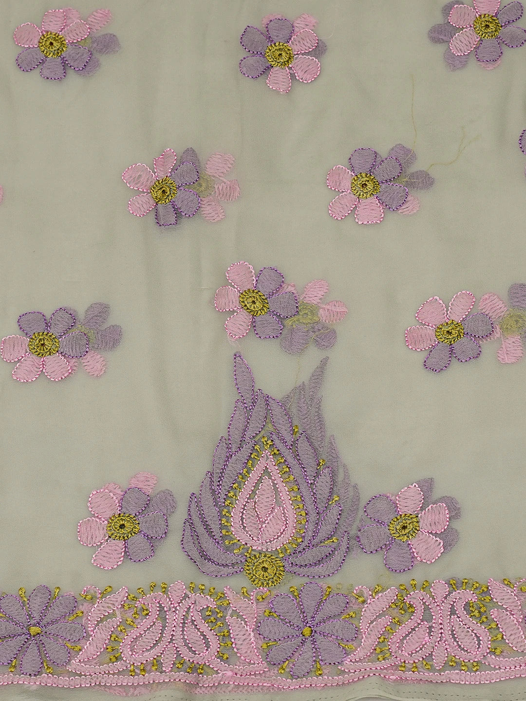Ada Hand Embroidered Reseda Green Georgette Lucknowi Chikankari Unstitched Suit Piece 01A726764