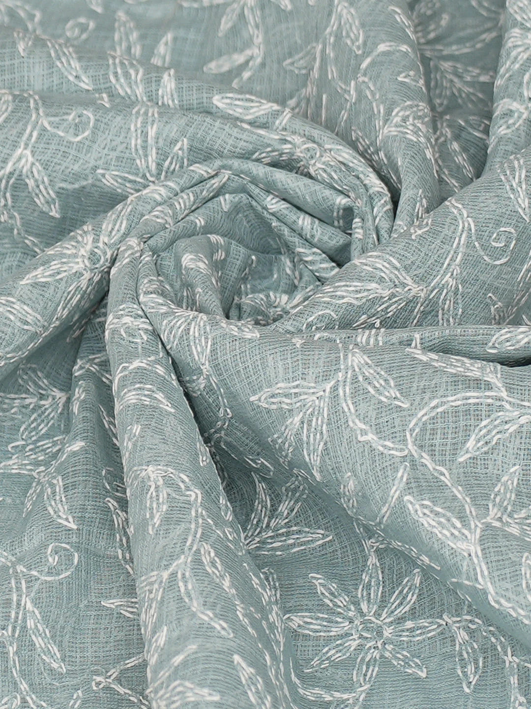 Ada Hand Embroidered Slate Grey Kota Lucknowi Chikankari Dupatta 01A721724