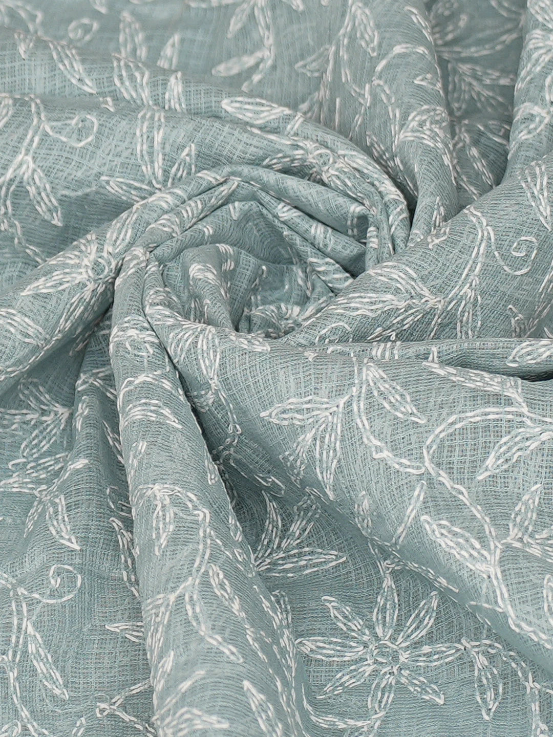 Ada Hand Embroidered Slate Grey Kota Lucknowi Chikankari Dupatta 01A721724