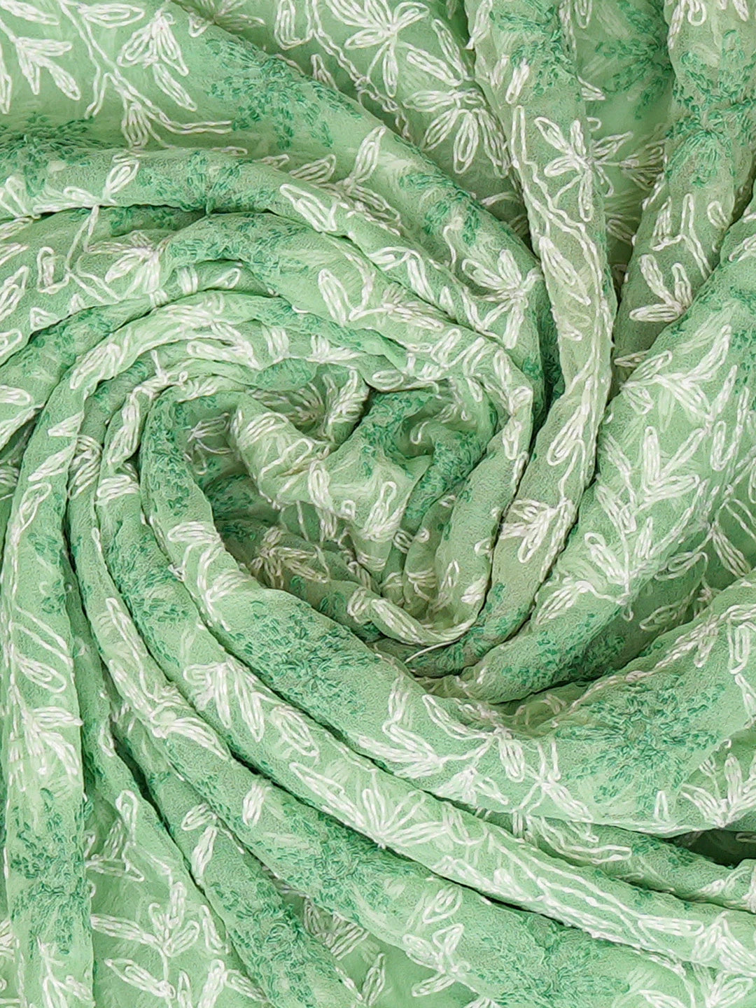 Ada Hand Embroidered Green Georgette Lucknowi Chikankari Dupatta 01A412741