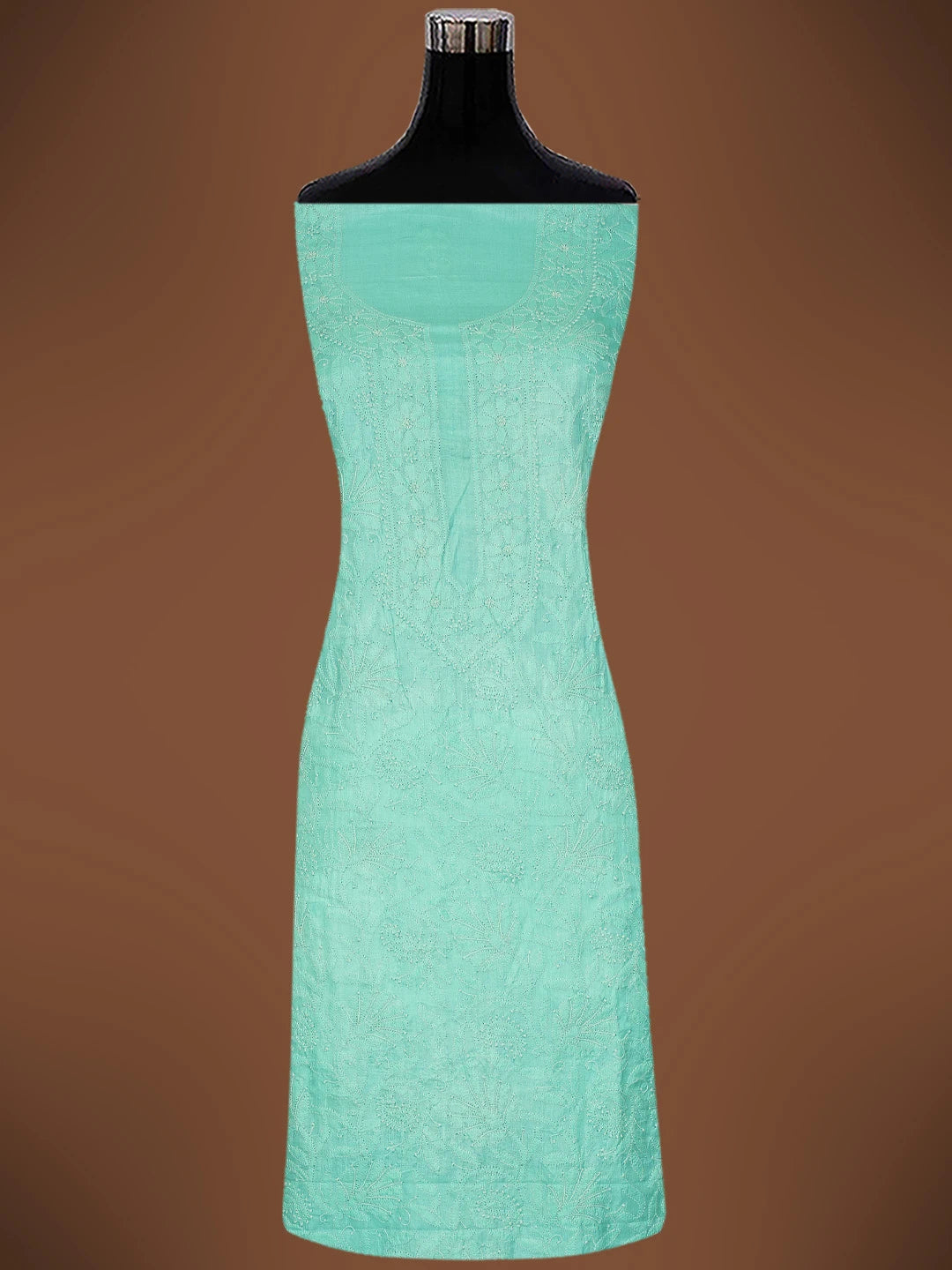 Ada Hand Embroidered Light Blue Silk Lucknowi Chikankari Unstitched Kurta Dupatta Set 01A729199