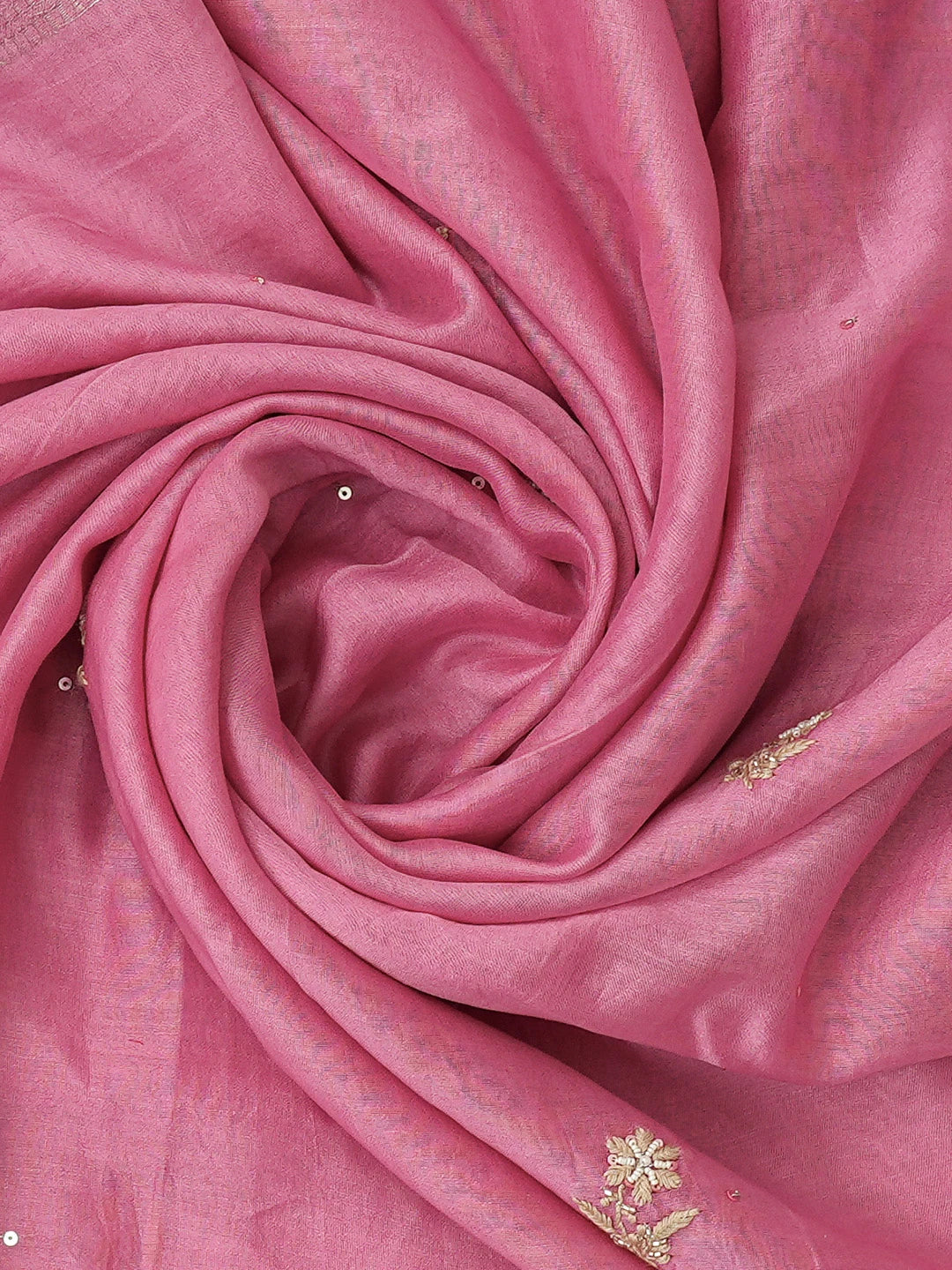 Ada Hand Embroidered Onion Pink Chanderi Lucknowi Chikankari Unstitched Kurta Dupatta Set With Zari Work 01A698630