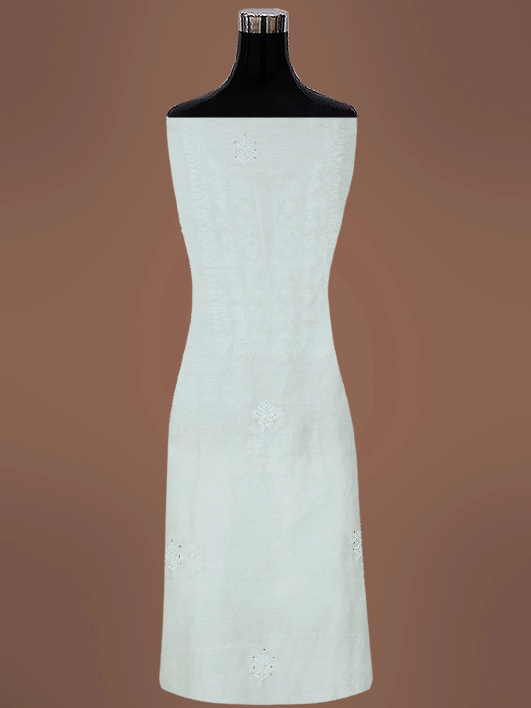 Ada Hand Embroidered White Chanderi Lucknowi Chikankari Unstitched Suit Piece With Muqaish Work 01A392273