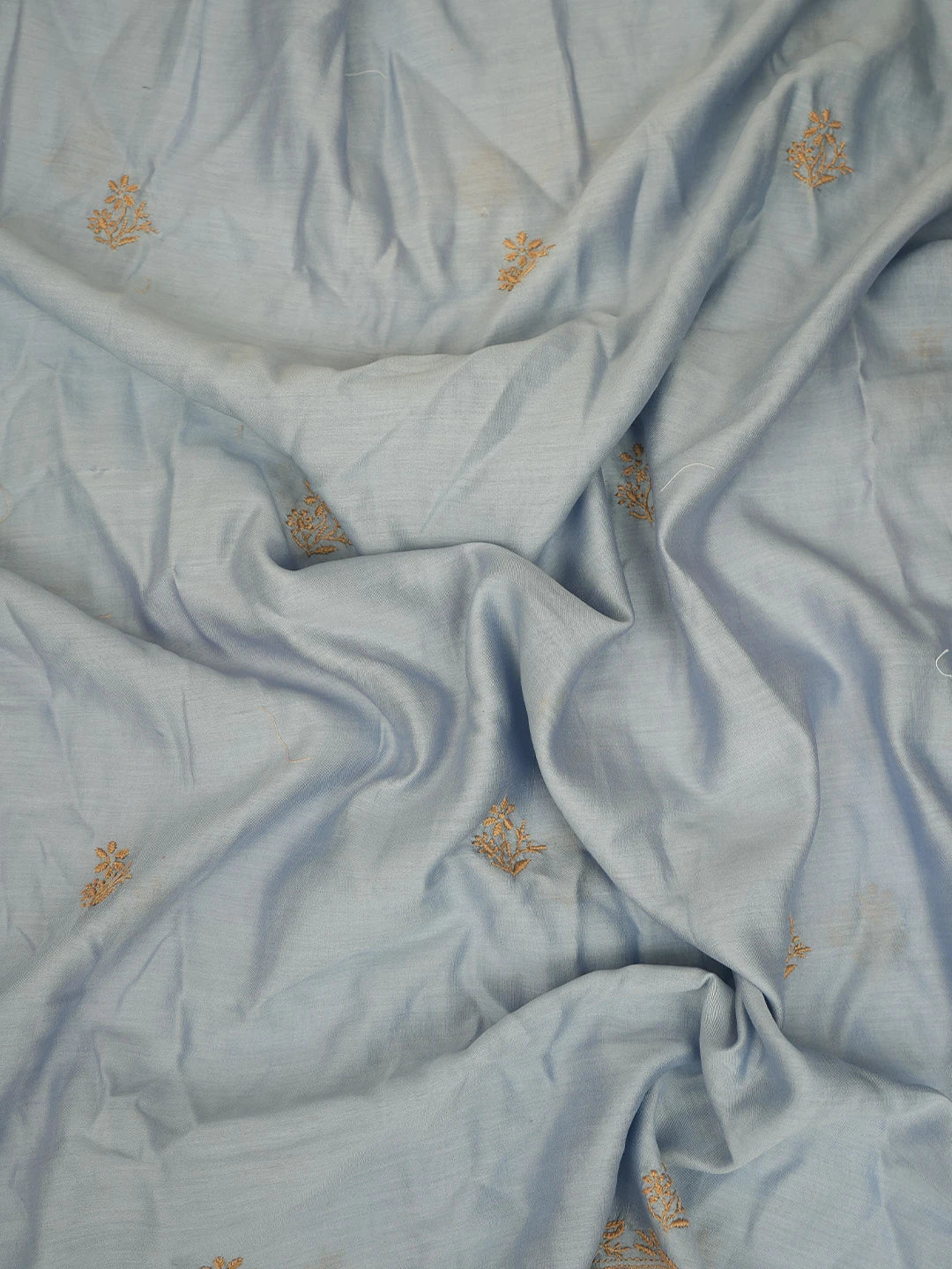 Ada Hand Embroidered Vista Blue Chanderi Lucknowi Chikankari Unstitched Kurta Dupatta Set 01A729066