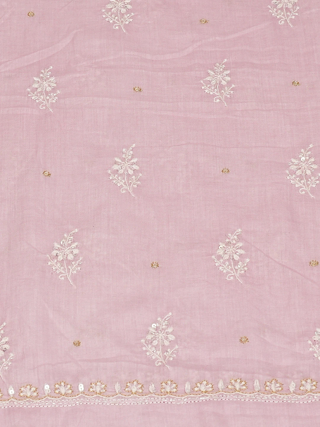 Ada Hand Embroidered Dusty Pink Cotton Lucknowi Chikankari Unstitched Suit Piece With Cutdana Work 01A676391