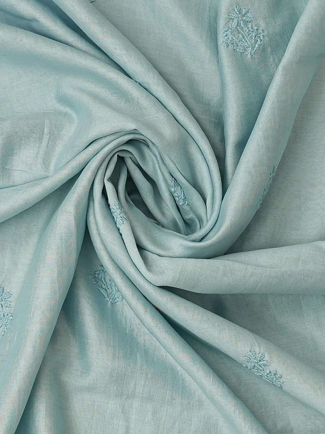 Ada Hand Embroidered Light Blue Chanderi Lucknowi Chikankari Unstitched Kurta Dupatta Set With Zari Work 01A728055