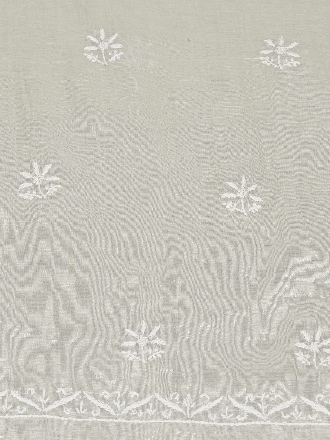 Ada Hand Embroidered French Grey Tissue Lucknowi Chikankari Unstitched Kurta Dupatta Set With Zari Work 01A731157