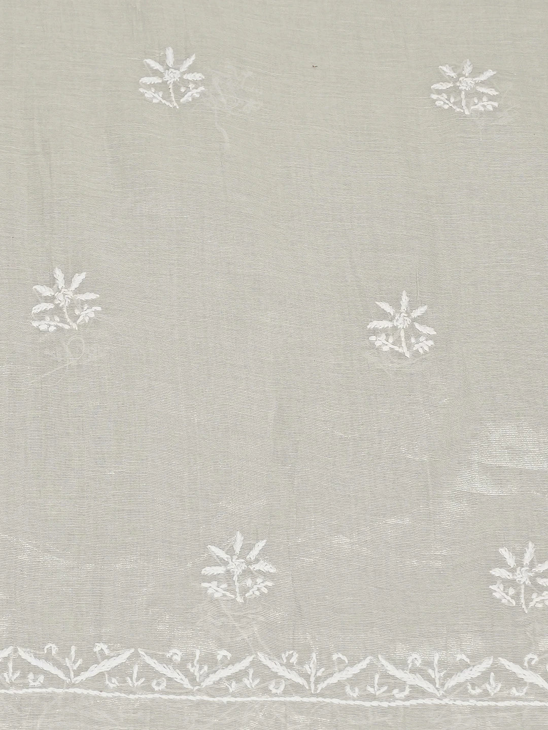Ada Hand Embroidered French Grey Tissue Lucknowi Chikankari Unstitched Kurta Dupatta Set With Zari Work 01A731157