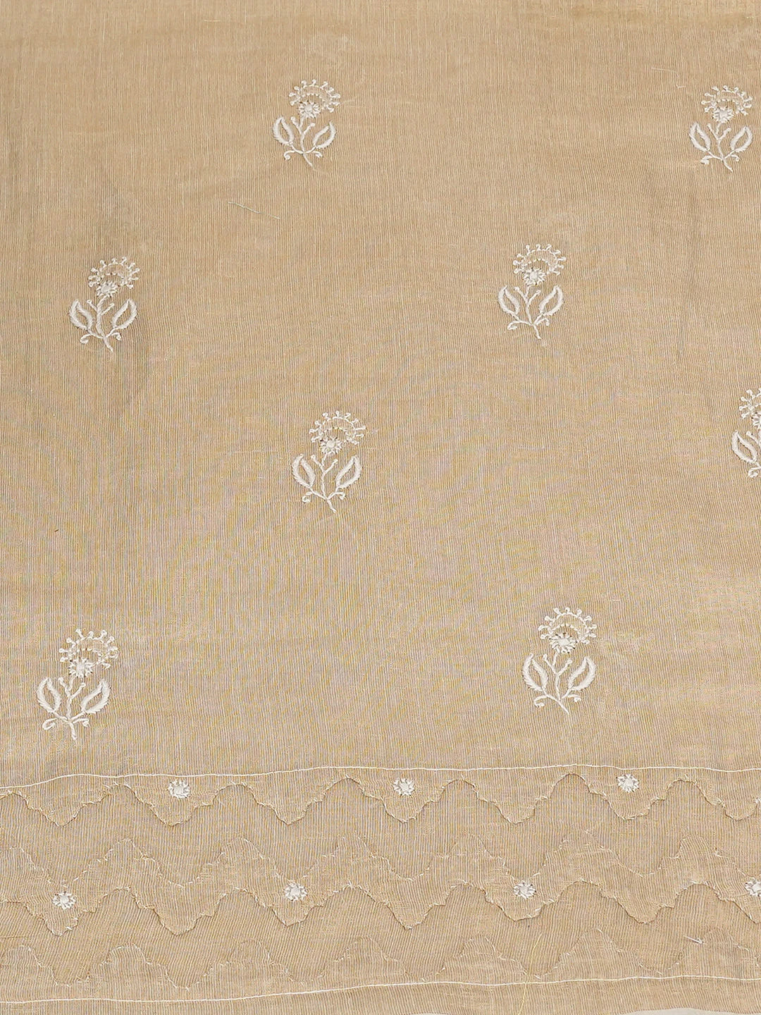 Ada Hand Embroidered Fawn Tissue Lucknowi Chikankari Unstitched Kurta Dupatta Set With Zari Work 01A718687