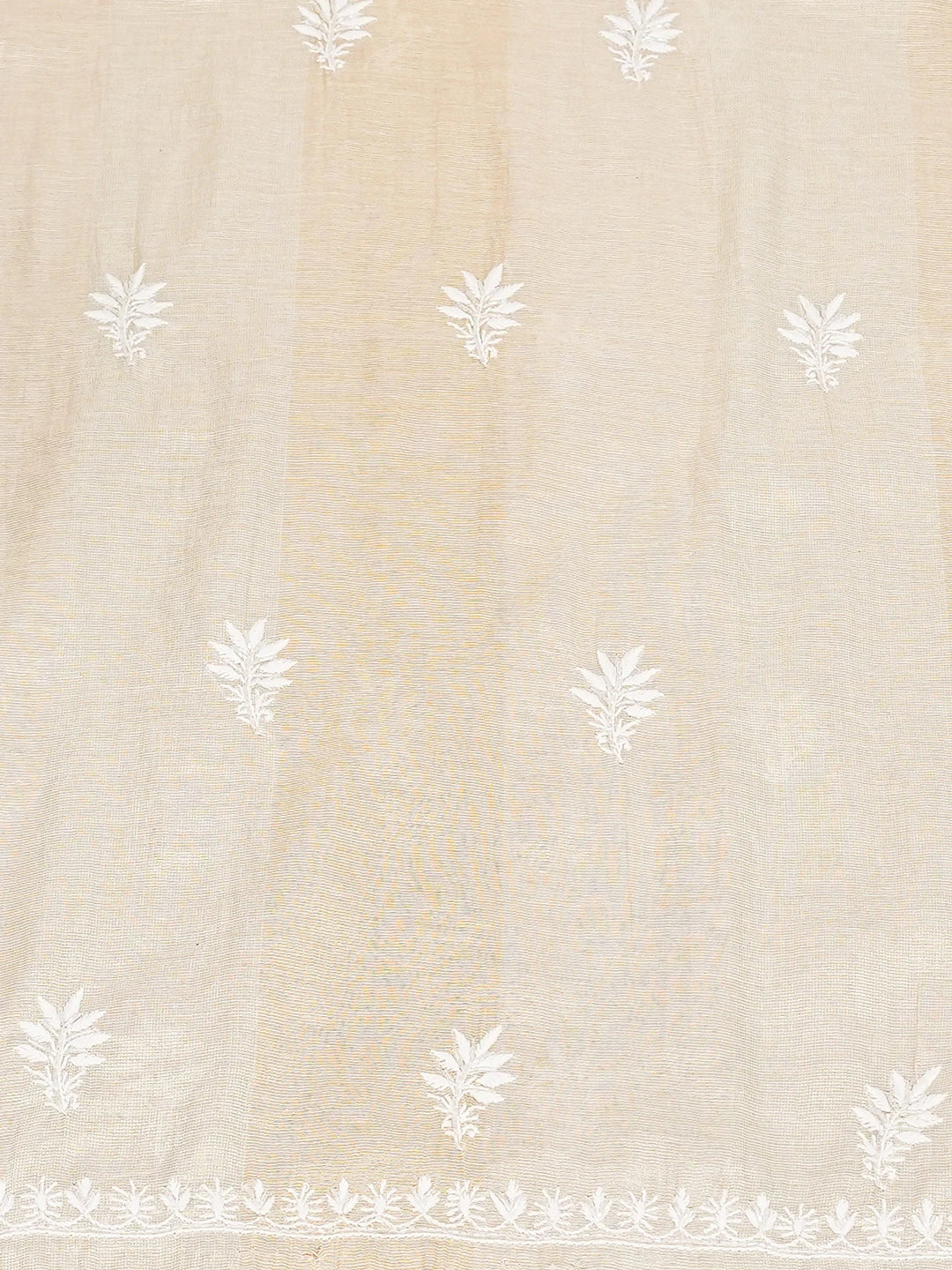 Ada Hand Embroidered Fawn Tissue Lucknowi Chikankari Unstitched Kurta Dupatta Set With Cutdana Work 01A731294
