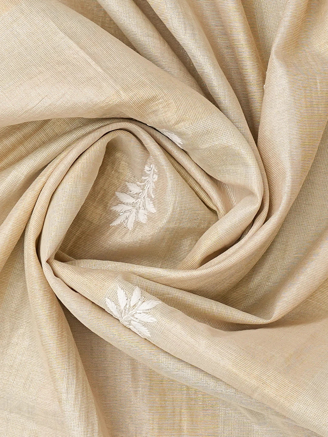 Ada Hand Embroidered Fawn Tissue Lucknowi Chikankari Unstitched Kurta Dupatta Set With Cutdana Work 01A731294