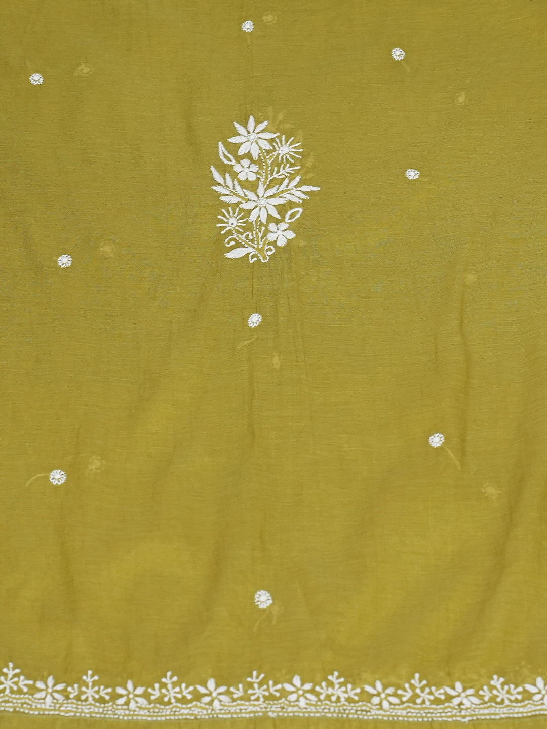 Ada Hand Embroidered Apple Green Chanderi Lucknowi Chikankari Semi-Stitched Kurta Dupatta Set 01A725755