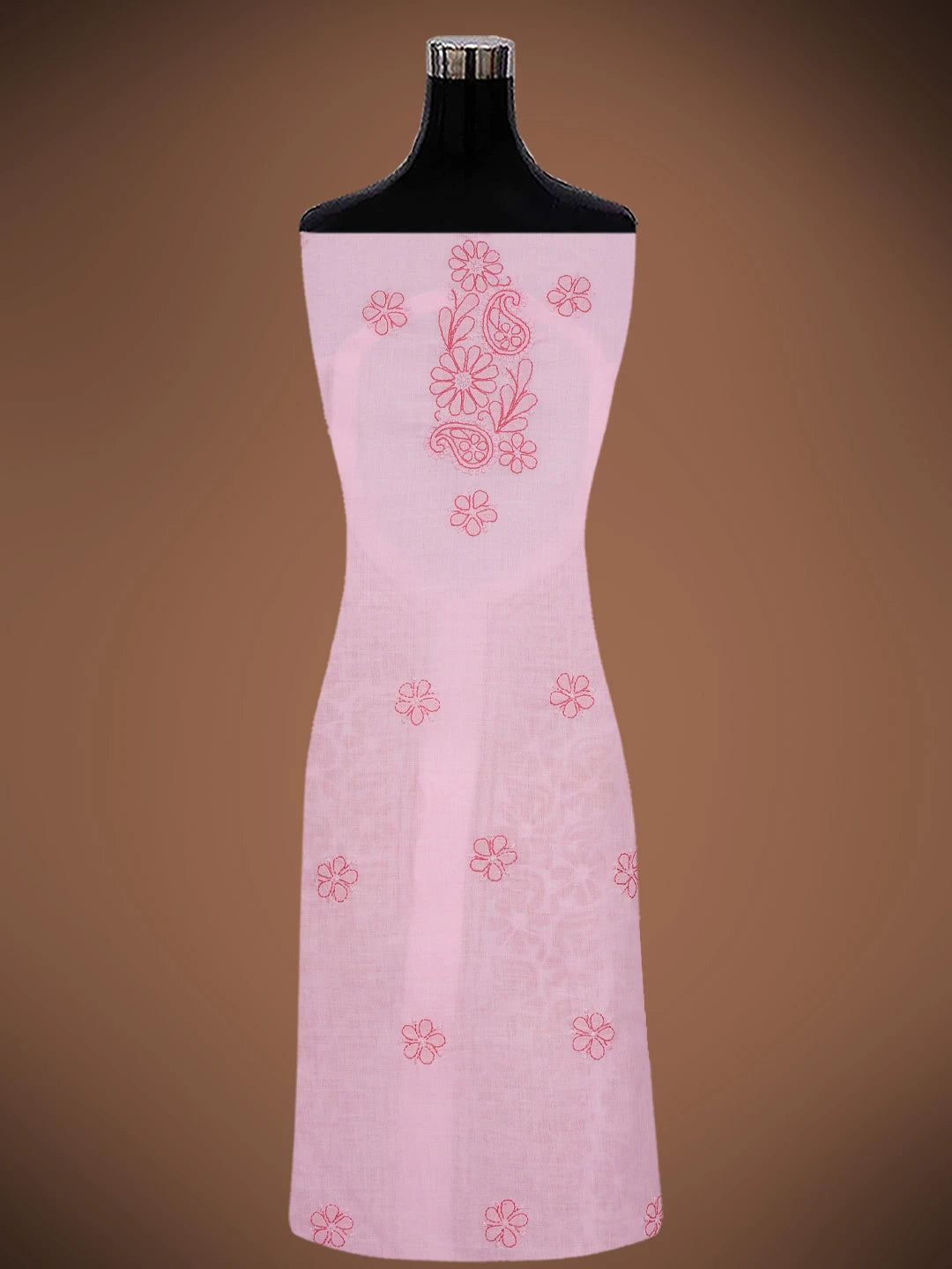 Ada Hand Embroidered Pink Cotton Lucknowi Chikankari Unstitched Suit Piece 01A317720