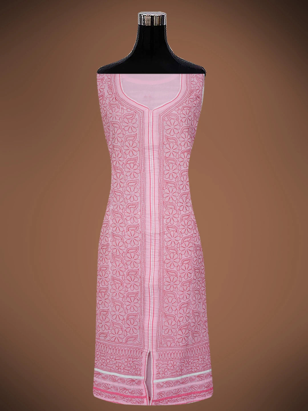 Ada Hand Embroidered Pink Cotton Lucknowi Chikankari Unstitched Suit Piece 01A317720