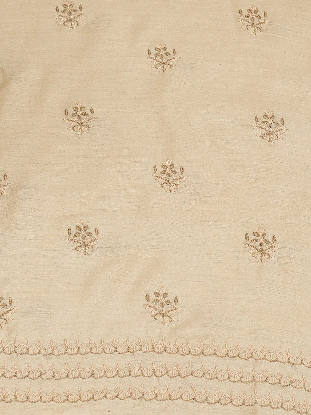 Ada Hand Embroidered Fawn Moonga Silk Lucknowi Chikankari Unstitched Kurta Dupatta Set 01A729065