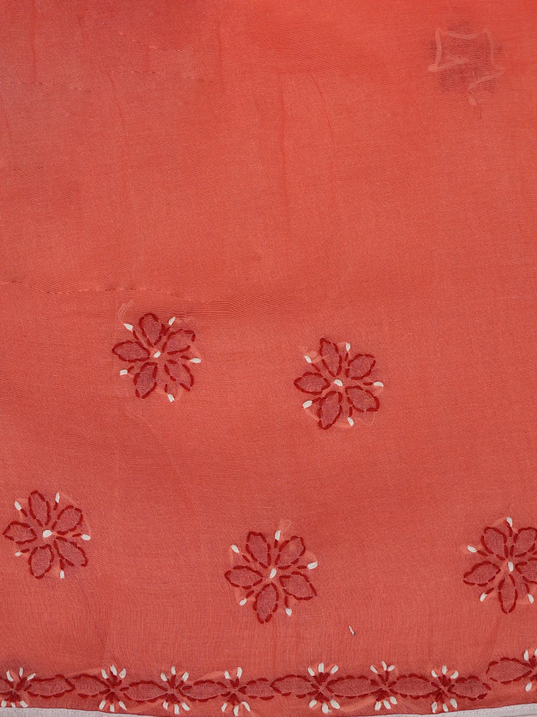 Ada Hand Embroidered Peach & White Cotton Lucknowi Chikankari Unstitched Suit Piece 01A679994
