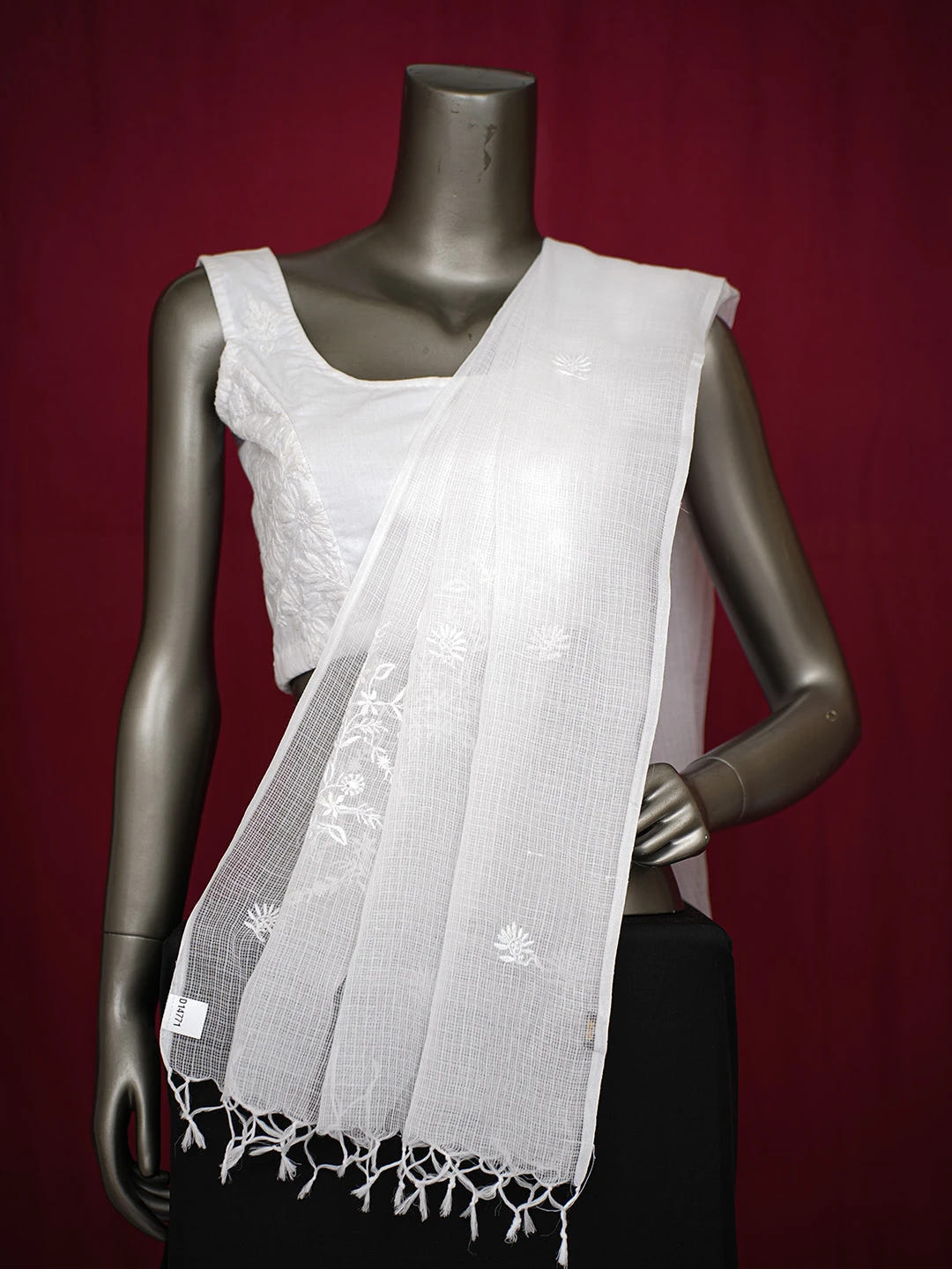 Ada Hand Embroidered Seasalt White Kota Lucknowi Chikankari Dupatta 01A728048