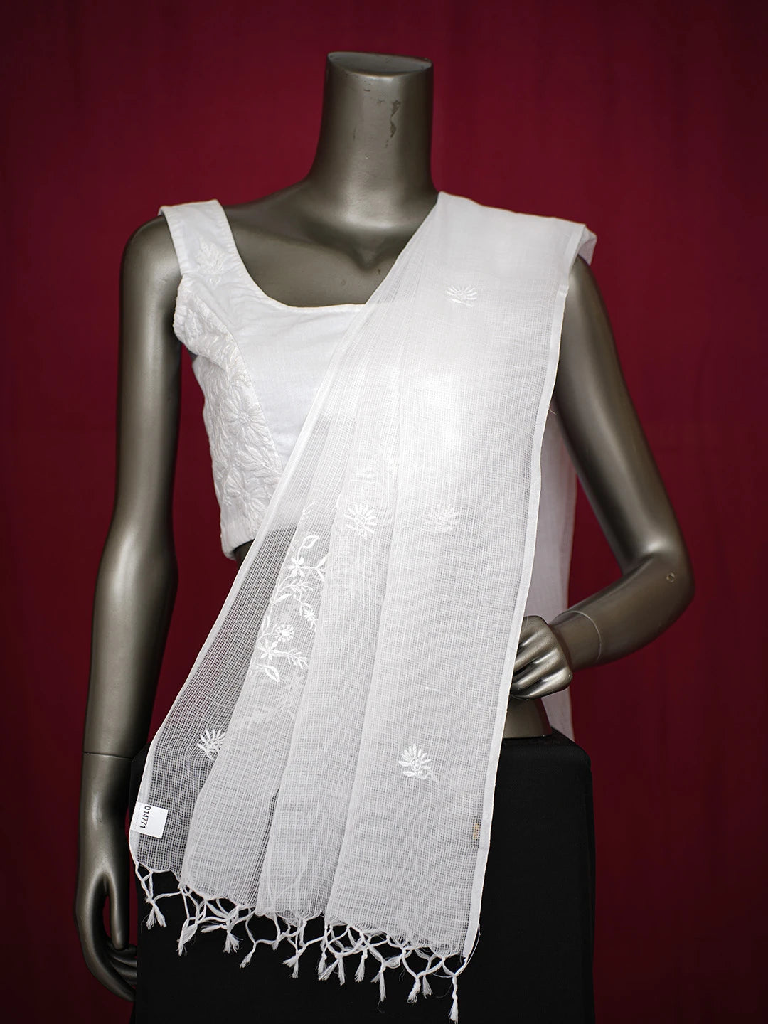 Ada Hand Embroidered Seasalt White Kota Lucknowi Chikankari Dupatta 01A728048