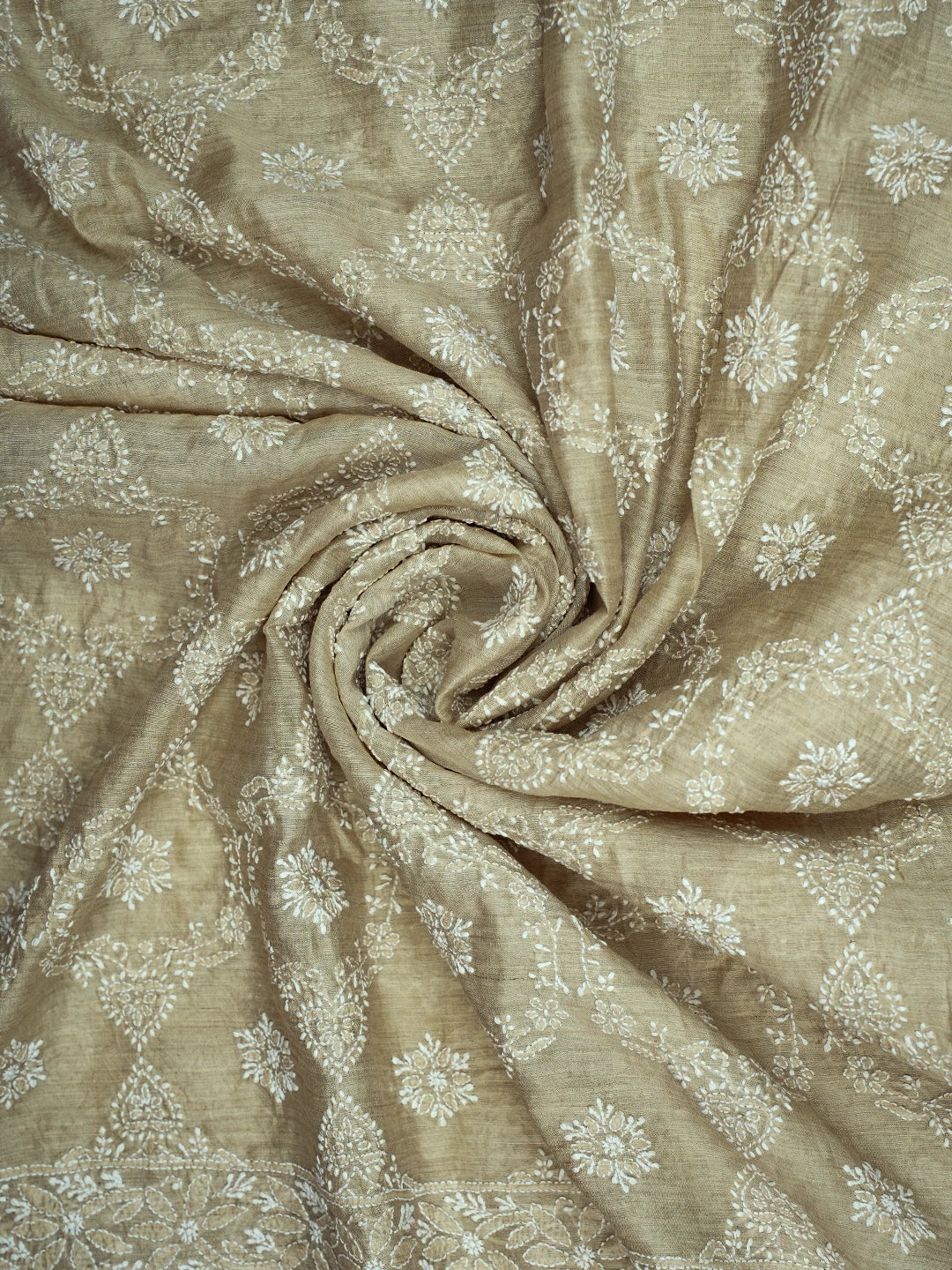 Ada Hand Embroidered Fawn Silk Lucknowi Chikankari Dupatta 01A717544