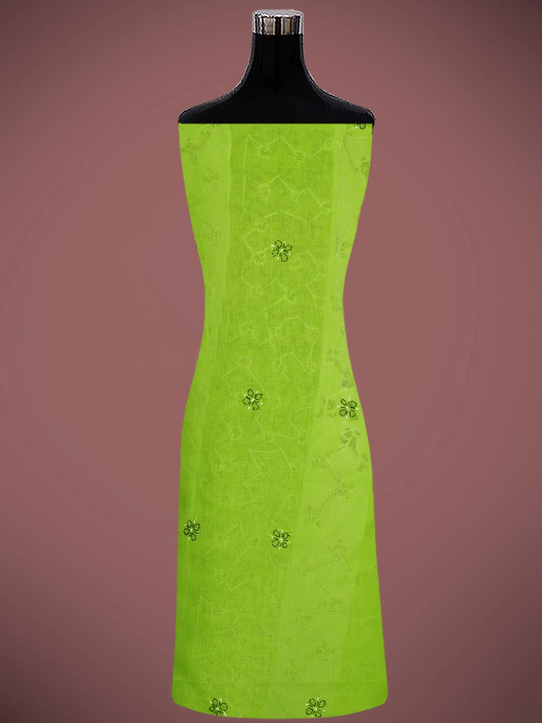 Ada Hand Embroidered Lime Green & White Cotton Lucknowi Chikankari Unstitched Suit Piece 01A679985