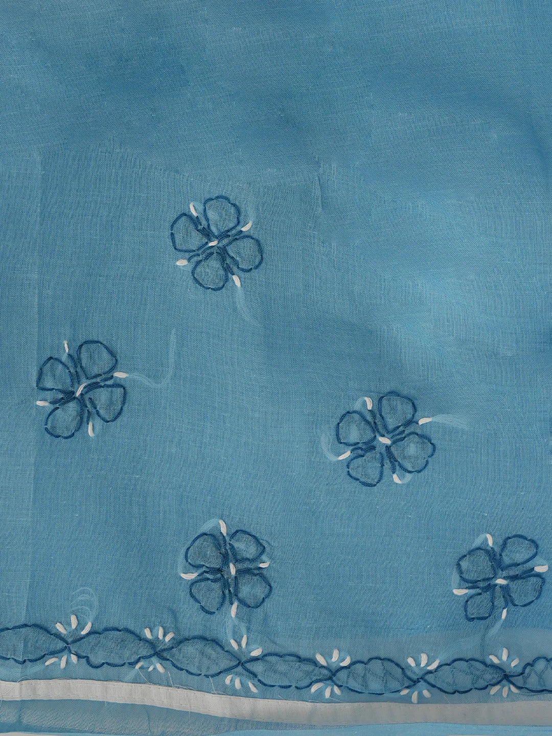 Ada Hand Embroidered Blue & White Cotton Lucknowi Chikankari Unstitched Suit Piece 01A680026