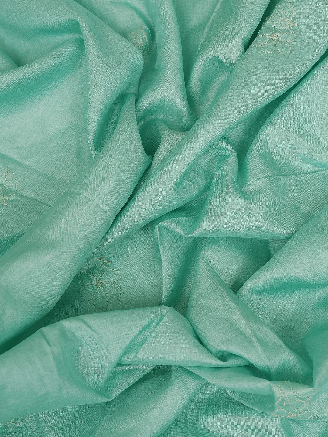 Ada Hand Embroidered Sea Green Silk Lucknowi Chikankari Unstitched Kurta Dupatta Set 01A729193