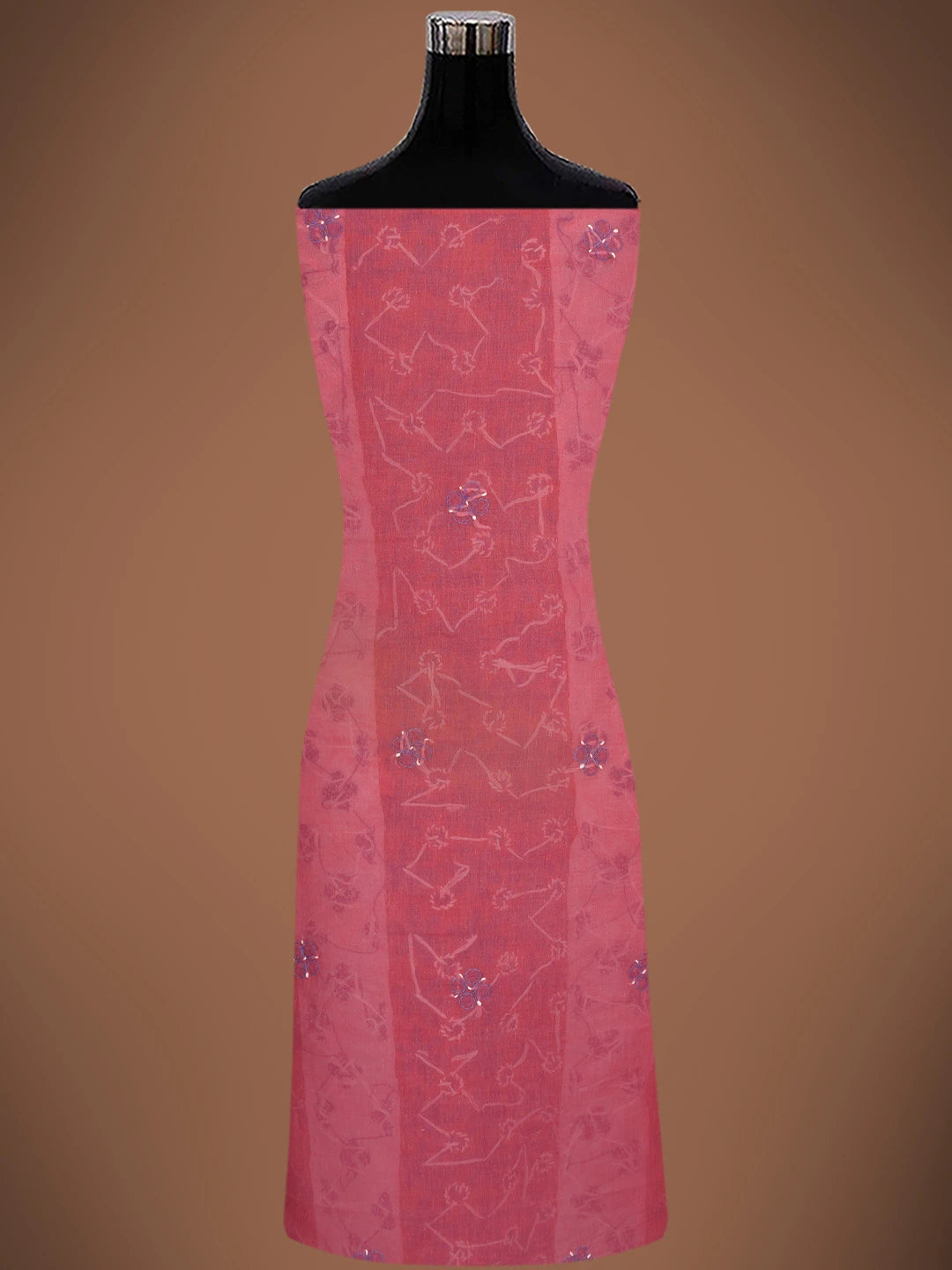 Ada Hand Embroidered Mulberry Pink & White Cotton Lucknowi Chikankari Unstitched Suit Piece 01A679982